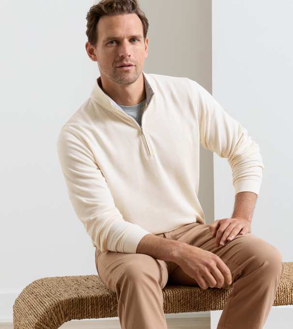 Crown Comfort Quarter-Zip Pullover in Ivory