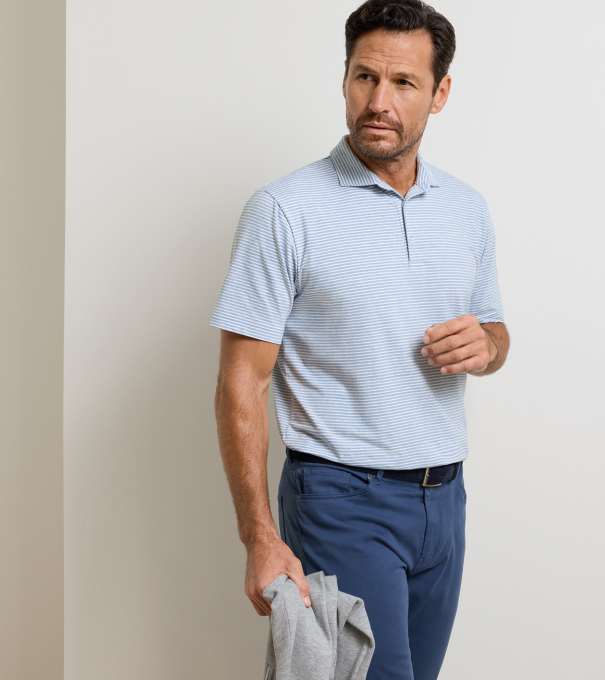 Calvert Crown Flex Cotton Polo in CLOUDY BLUE