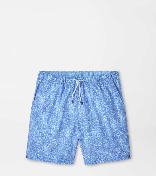 Sea Glass Seahorses Swim Trunk in Dusk Blue