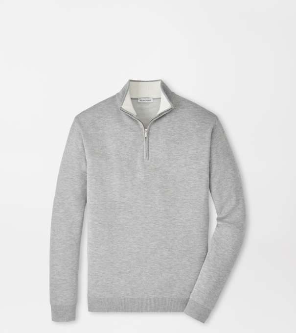 Coolspun Lite Cotton Quarter-Zip Sweater in British Grey
