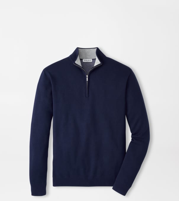 Coolspun Lite Cotton Quarter-Zip Sweater in Navy