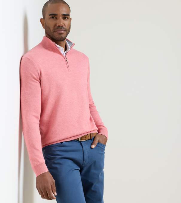 Coolspun Lite Cotton Quarter-Zip Sweater in VENETIAN PINK