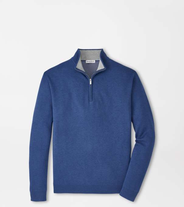 Coolspun Lite Cotton Quarter-Zip Sweater in Windsor Blue