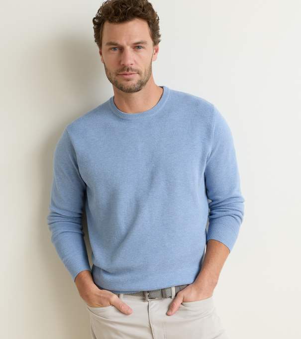 Coolspun Lite Textured Crewneck Sweater in CLOUDY BLUE