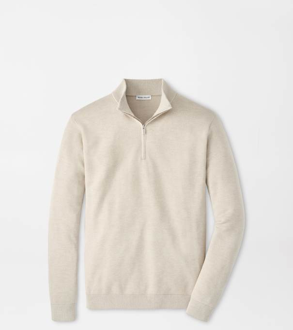 Coolspun Lite Birdseye Quarter Zip Sweater in TRUFFLE