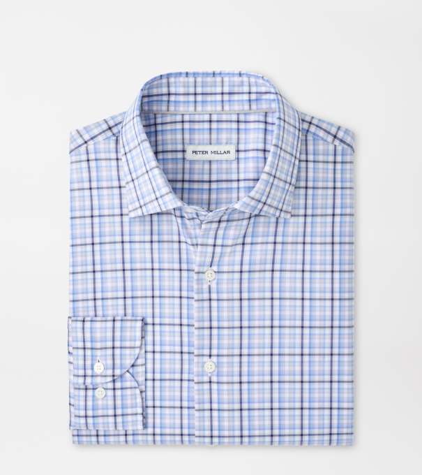 Simon Crown Lite Cotton-Stretch Sport Shirt in Cottage Blue