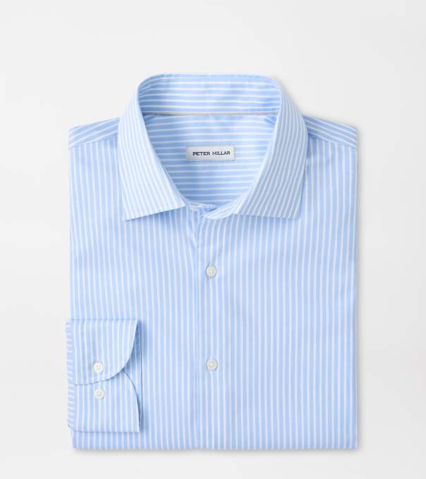 Langley Crown Lite Cotton-Stretch Sport Shirt in Cottage Blue