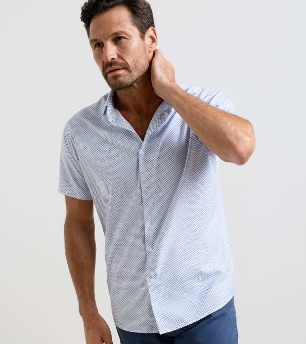 Cecil Performance Poplin Sport Shirt in CLOUDY BLUE