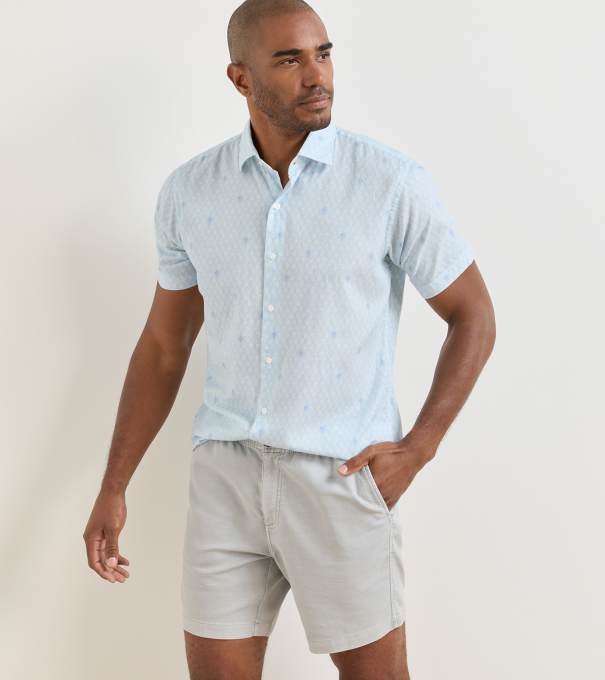 Whitehaven Cotton Lyocell Sport Shirt in Stream Blue