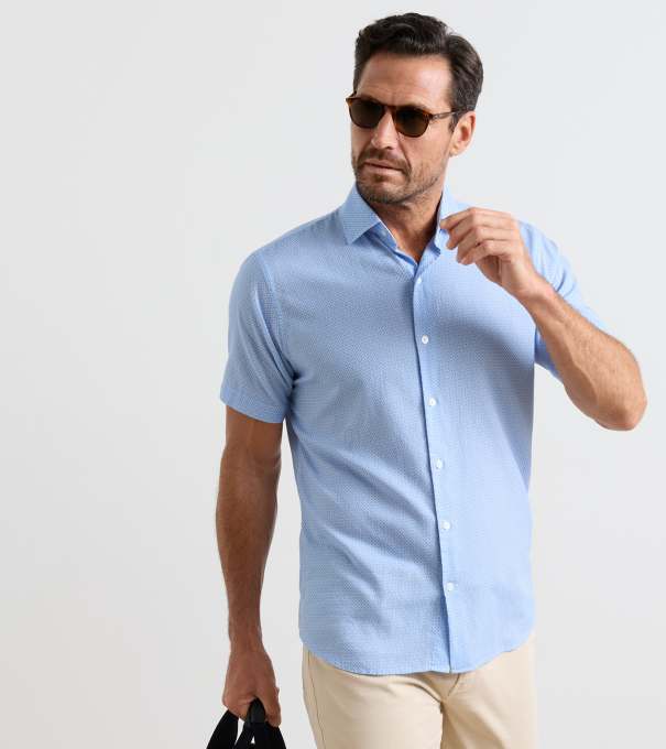 Windsail Cotton Lyocell Sport Shirt in BLUEBIRD
