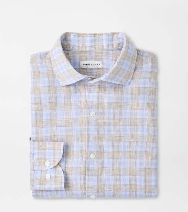 Milo Linen Sport Shirt in CLOUDY BLUE