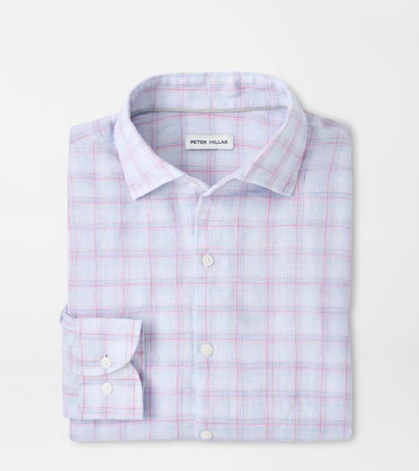 Frisbee Linen Sport Shirt in Stream Blue
