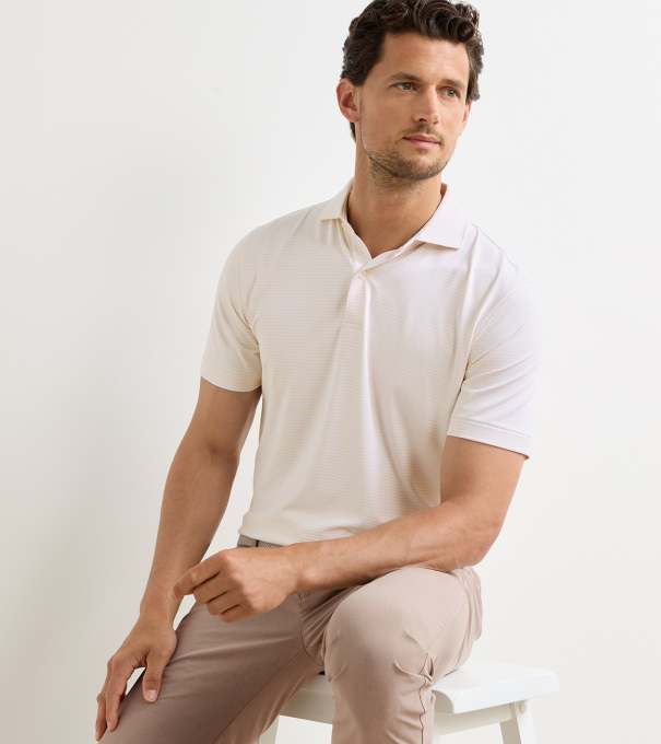 Ballad Performance Jersey Polo in WHITE / LIGHT ORANGE SORBET