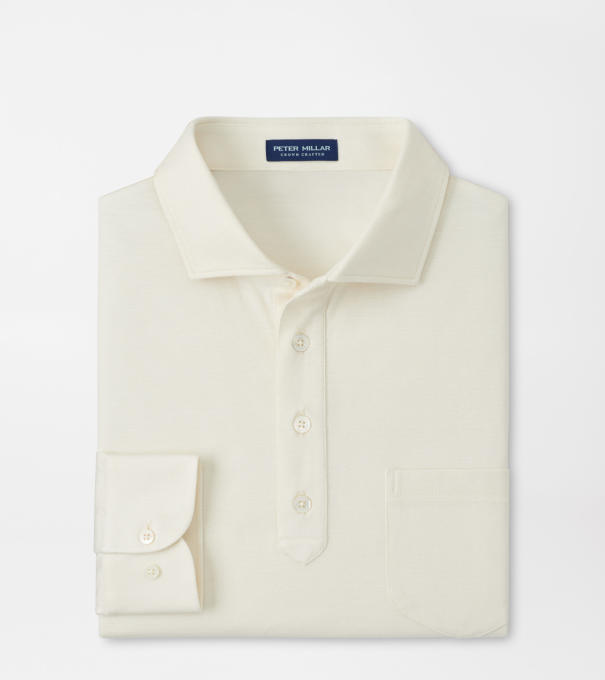 Landon Long-Sleeve Polo in Almond
