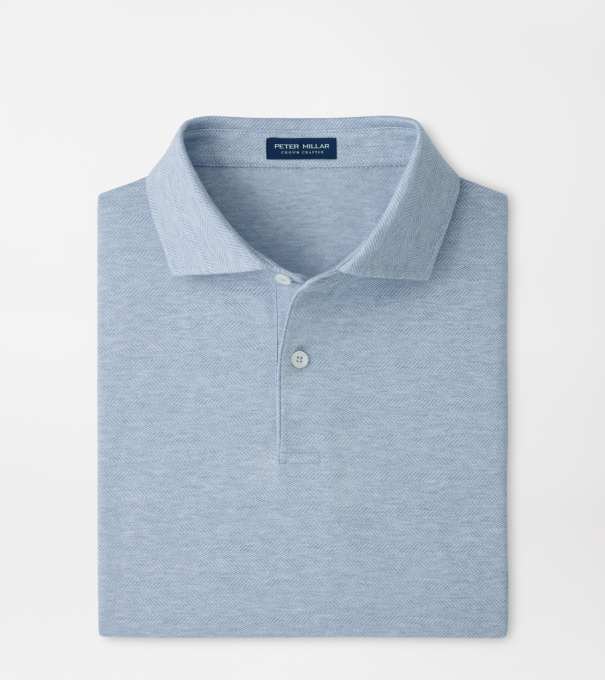Excursionist Flex Herringbone Knit Polo in Blue Frost