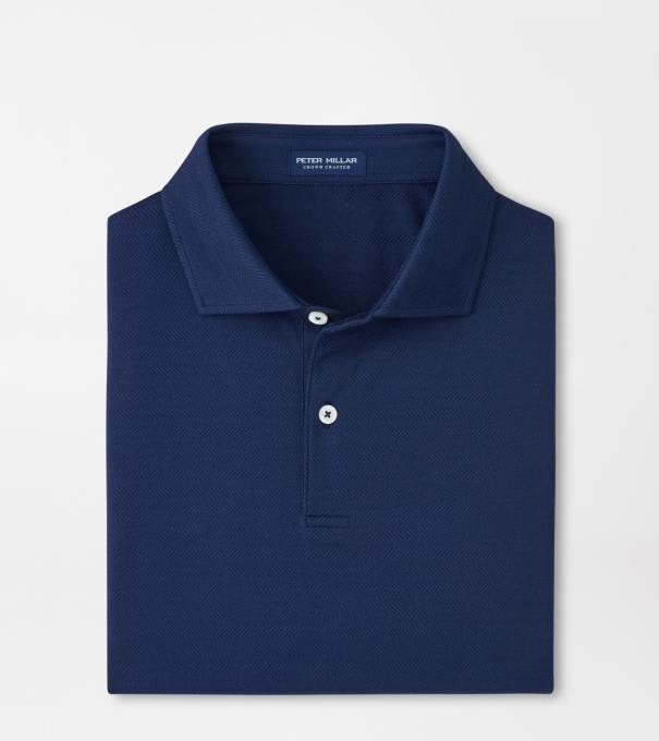Excursionist Flex Herringbone Knit Polo in Navy