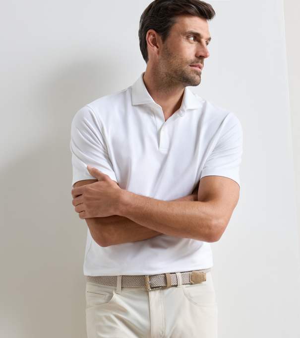 Albatross Cotton-Blend Piqu&eacute; Polo in White