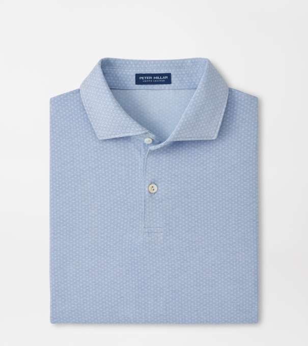 Albatross Diamond Cotton-Blend Piqu&eacute; Polo in Dusk Blue