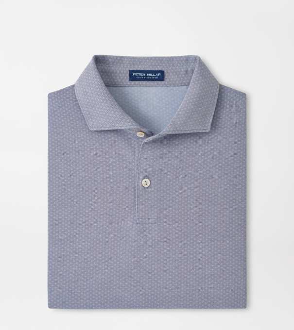 Albatross Diamond Cotton-Blend Piqu&eacute; Polo in Navy