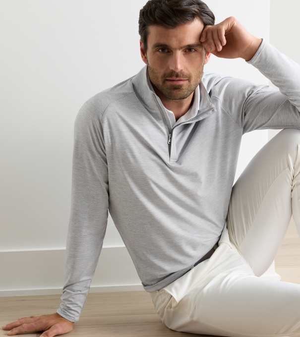 Stealth Stripe Performance Quarter-Zip in Gale Grey