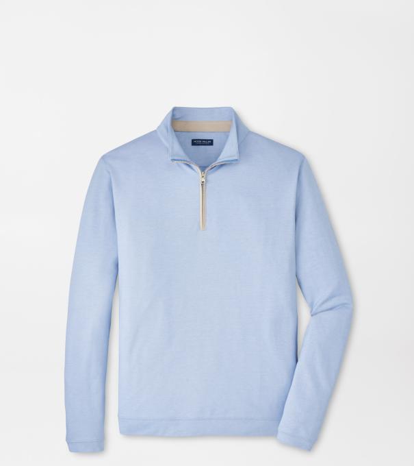 Albatross Cotton-Blend Piqu&eacute; Quarter-Zip in Dusk Blue