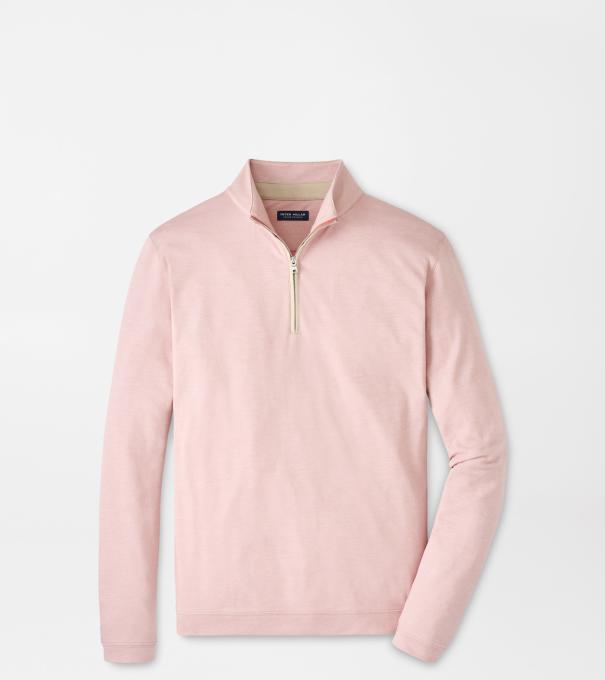 Albatross Cotton-Blend Piqu&eacute; Quarter-Zip in FADED SCARLET