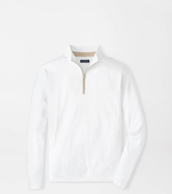 Albatross Cotton-Blend Piqu&eacute; Quarter-Zip in White