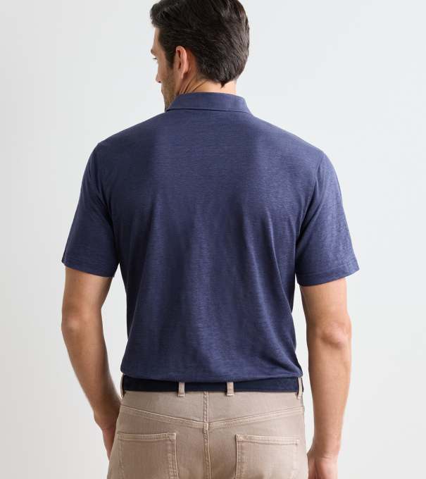 Astino Linen Polo in Navy