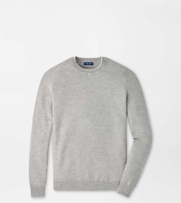 Voyager Cashmere-Silk Saddle Shoulder Crew in Gale Grey