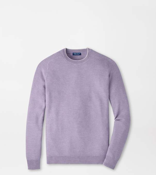 Voyager Cashmere-Silk Saddle Shoulder Crew in PURPLE FIG