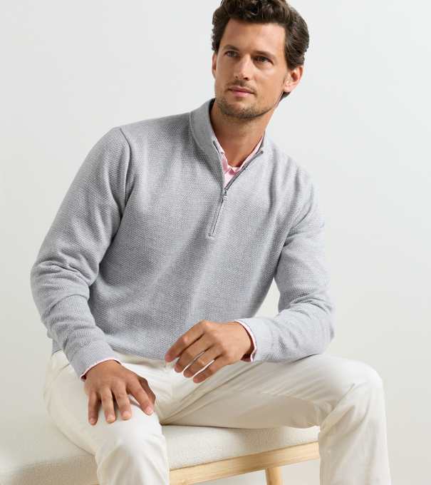 Barlow Quarter-Zip Sweater in Gale Grey