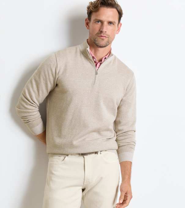 Barlow Quarter-Zip Sweater in TRUFFLE