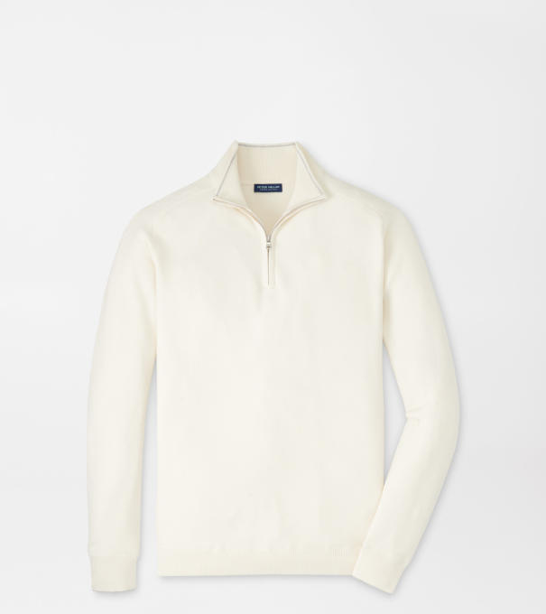 Voyager Cashmere-Silk Saddle Shoulder Quarter Zip in Almond