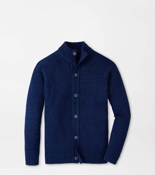 Tilden Full-Button Sweater in Navy