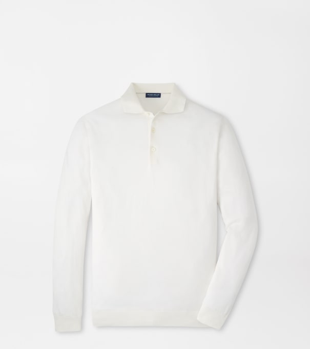 Mariner Sea Island Cotton Sweater Polo in Almond