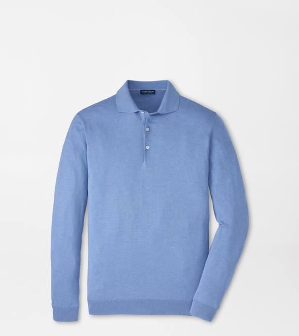 Mariner Sea Island Cotton Sweater Polo in Blue Frost