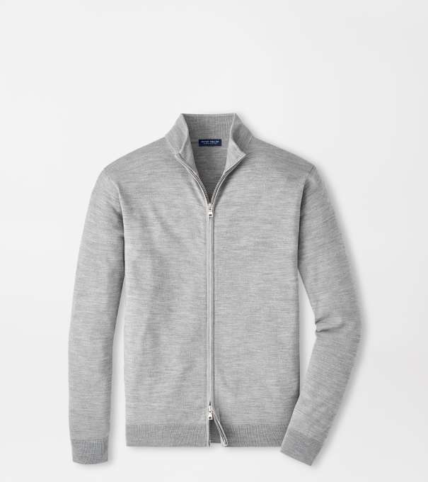 Valencia Escorial Wool Full-Zip Sweater in Gale Grey