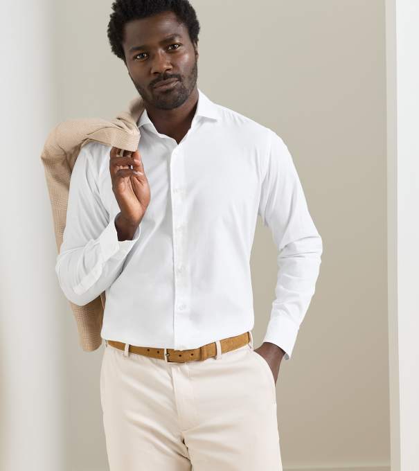 Journeyman Cotton Sport Shirt in White