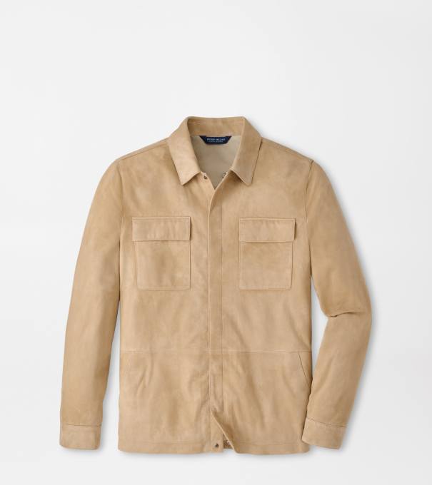 Featherweight Suede Shirt Jacket in Sand
