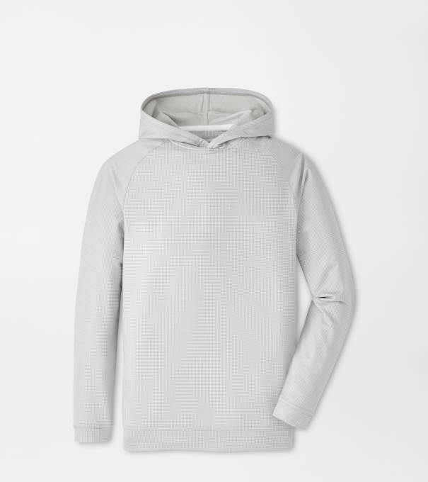 Pine Youth Houndstooth Performance Hoodie in Gale Grey