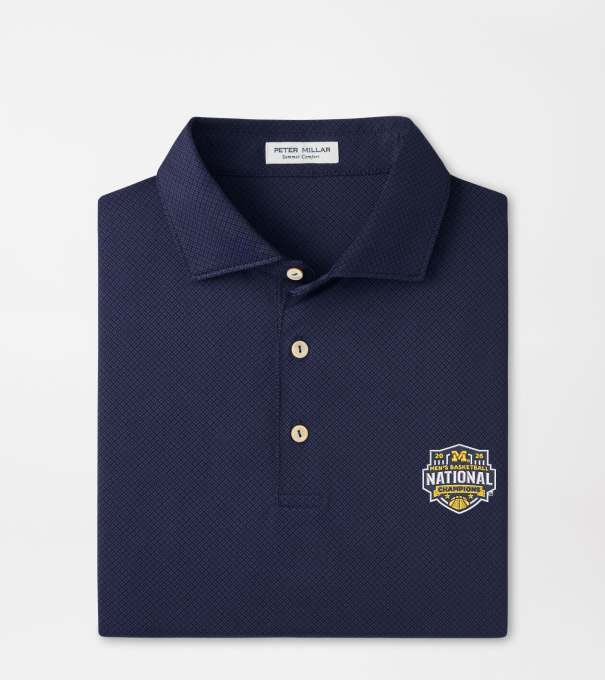 Michigan National Champion Hugo Performance Jersey Polo in Navy
