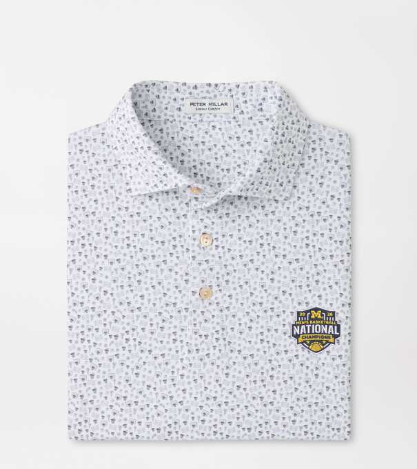 Michigan National Champion Buzzer Beater Performance Jersey Polo in White