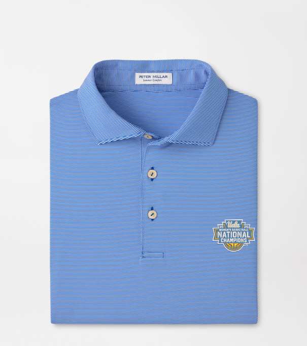UCLA Women's National Champion Jubilee Stripe Performance Polo in Blue3