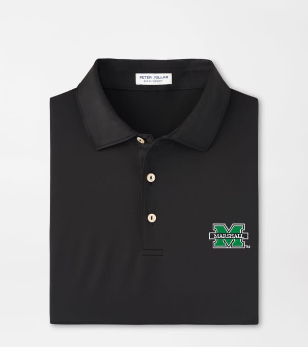 Marshall Solid Performance Jersey Polo in Black