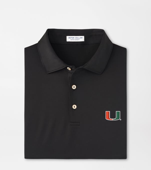 Miami Solid Performance Jersey Polo in Black