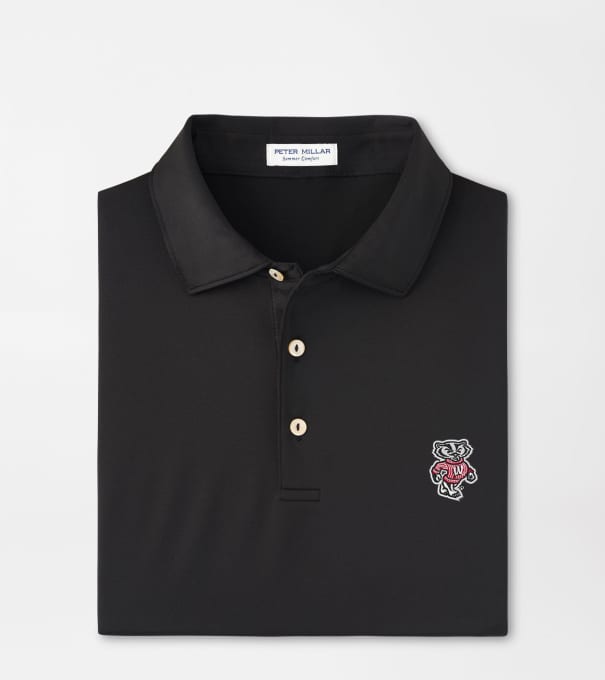 Wisconsin Solid Performance Jersey Polo in Black
