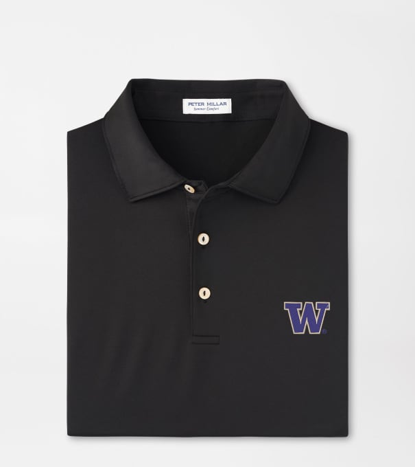Washington Solid Performance Jersey Polo in Black