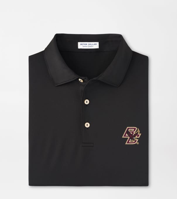 Boston College Solid Performance Jersey Polo in Black