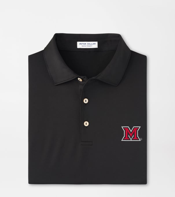 Miami of Ohio Solid Performance Jersey Polo in Black