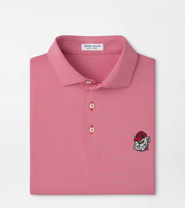 Georgia Bulldog Jubilee Stripe Performance Polo in Red3